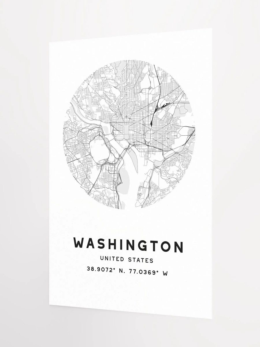 Washington Street Map Poster – White Minimalist Circular City Art product image (6)