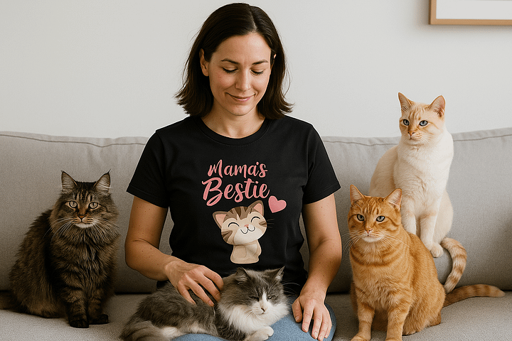 Mama's Bestie Cat Love T-Shirt product image (2)