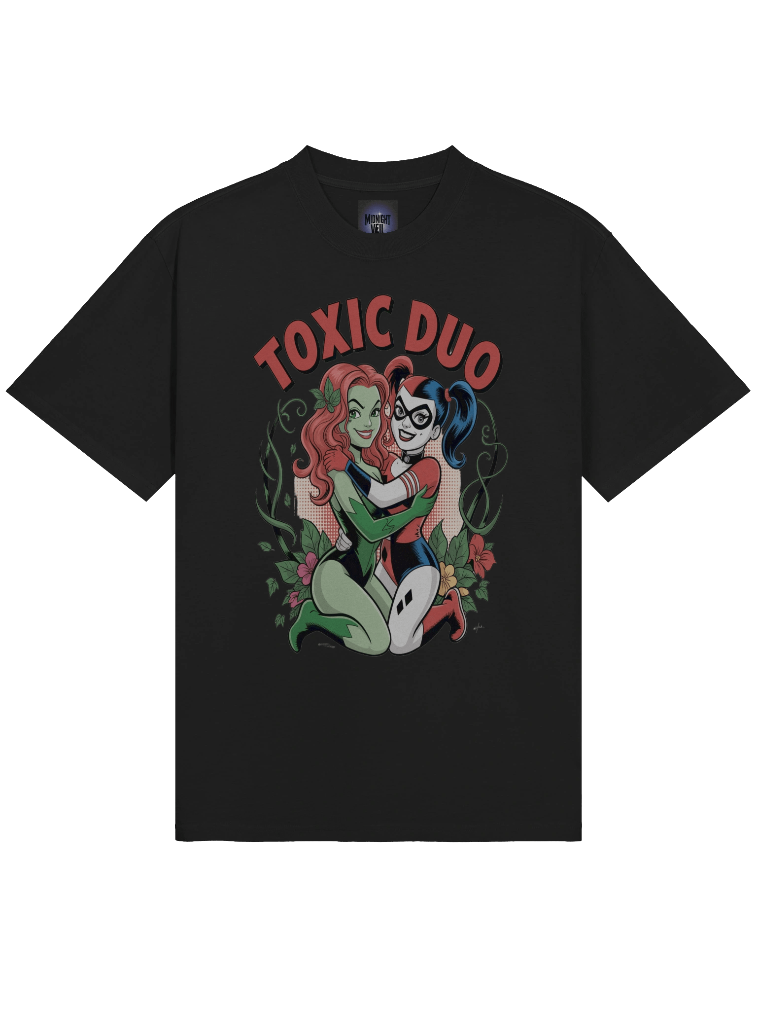 Venomous Vines: Poison Ivy & Harley Quinn Toxic Duo Oversized Faded T-Shirt product image (5)