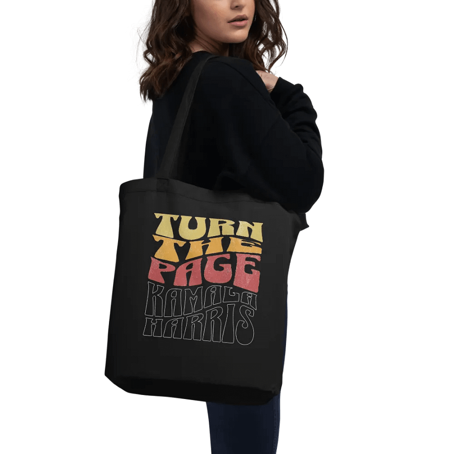 Turn The Page Kamala Harris Retro Groovy Design, Inspirational Message Tote Bag Vintage Style, product image (9)