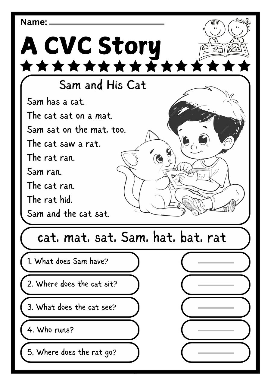 short story with cvc pattern worksheet for kindergarten pdf product image (1)