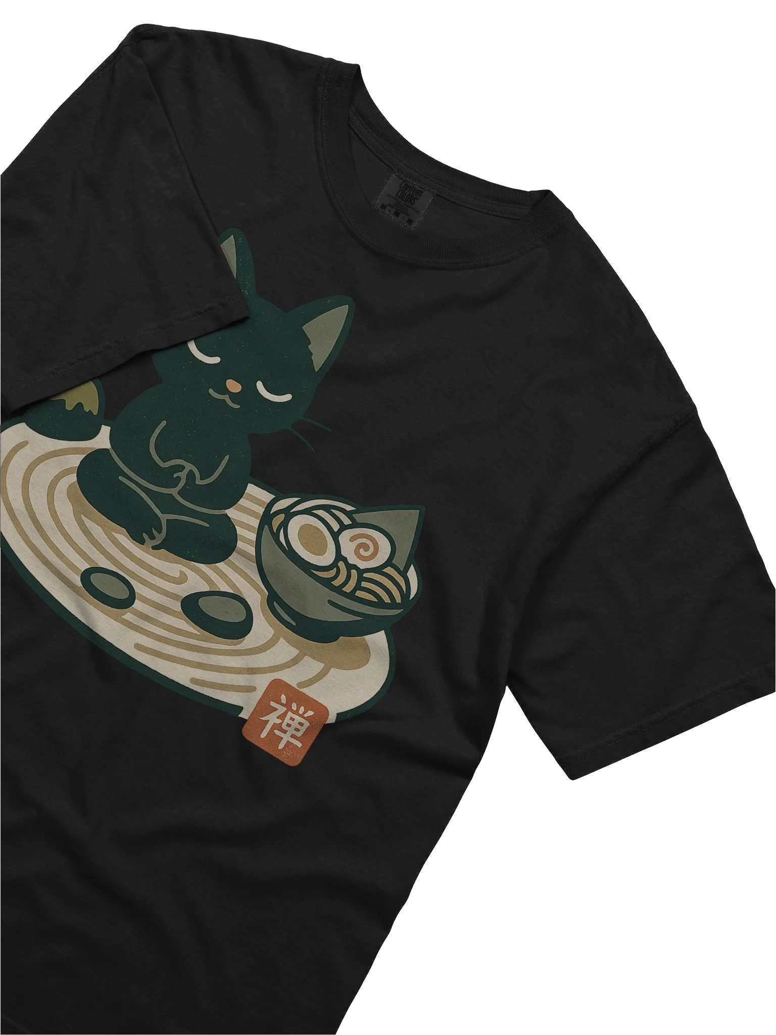 Black Cat Eating Ramen Zen Spiral Garden Concept Japanese Graphic Art T-Shirt product image (37)