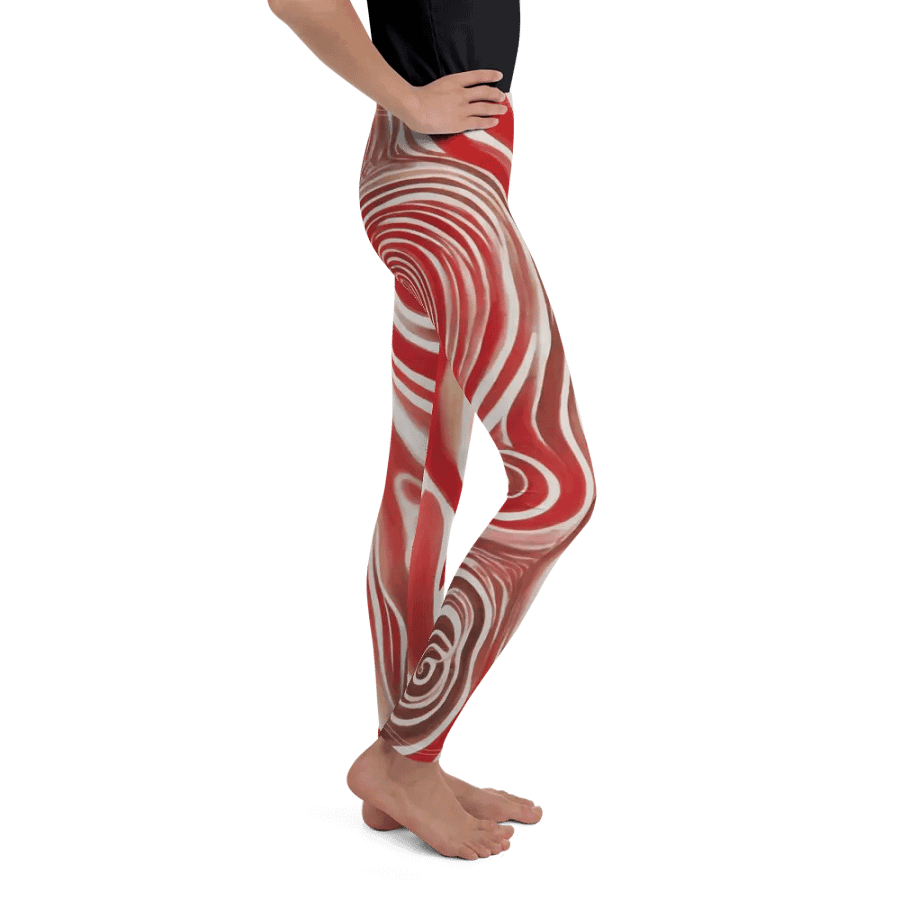 Funky Red Liquid Tie-Dye Explosion Youth Leggings product image (4)