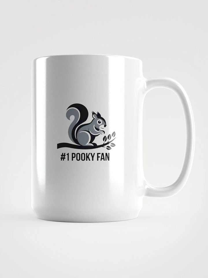 Large Mug: #1 Pooky Fan with Branch and GreyxBlack Pooky on Branch with leaves, All Greyscale product image (1)