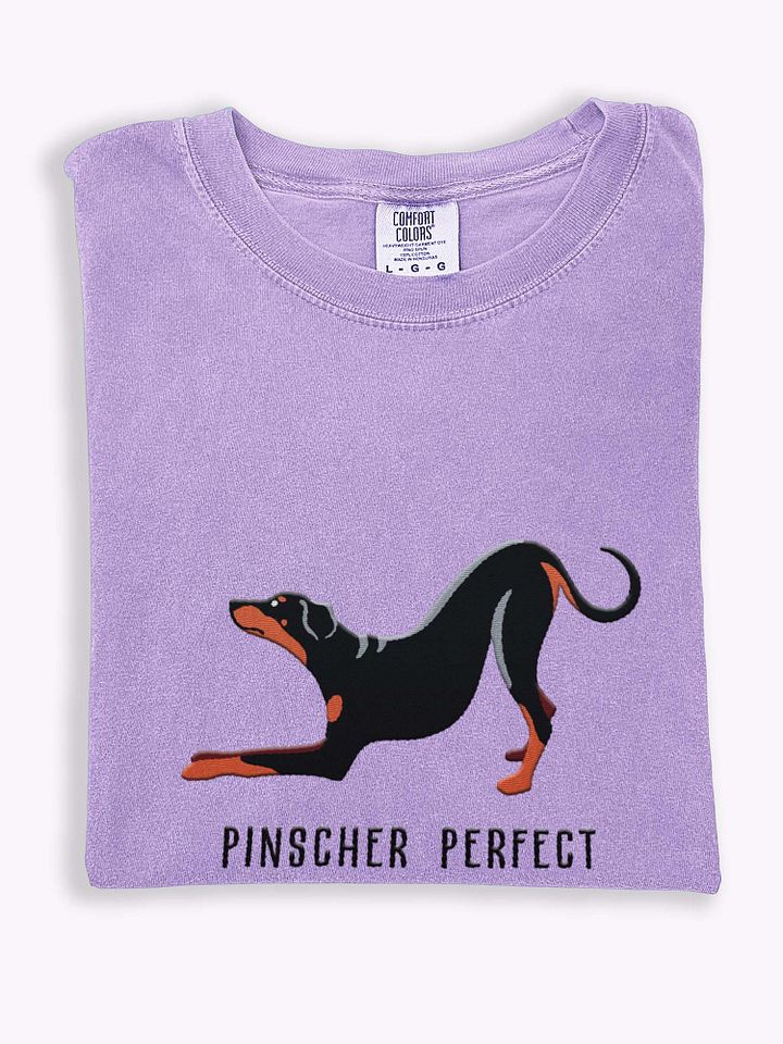 Pinscher Perfect T-Shirt(Embroidered) of a Doberman Pinscher(Full Tail & Ears) product image (1)