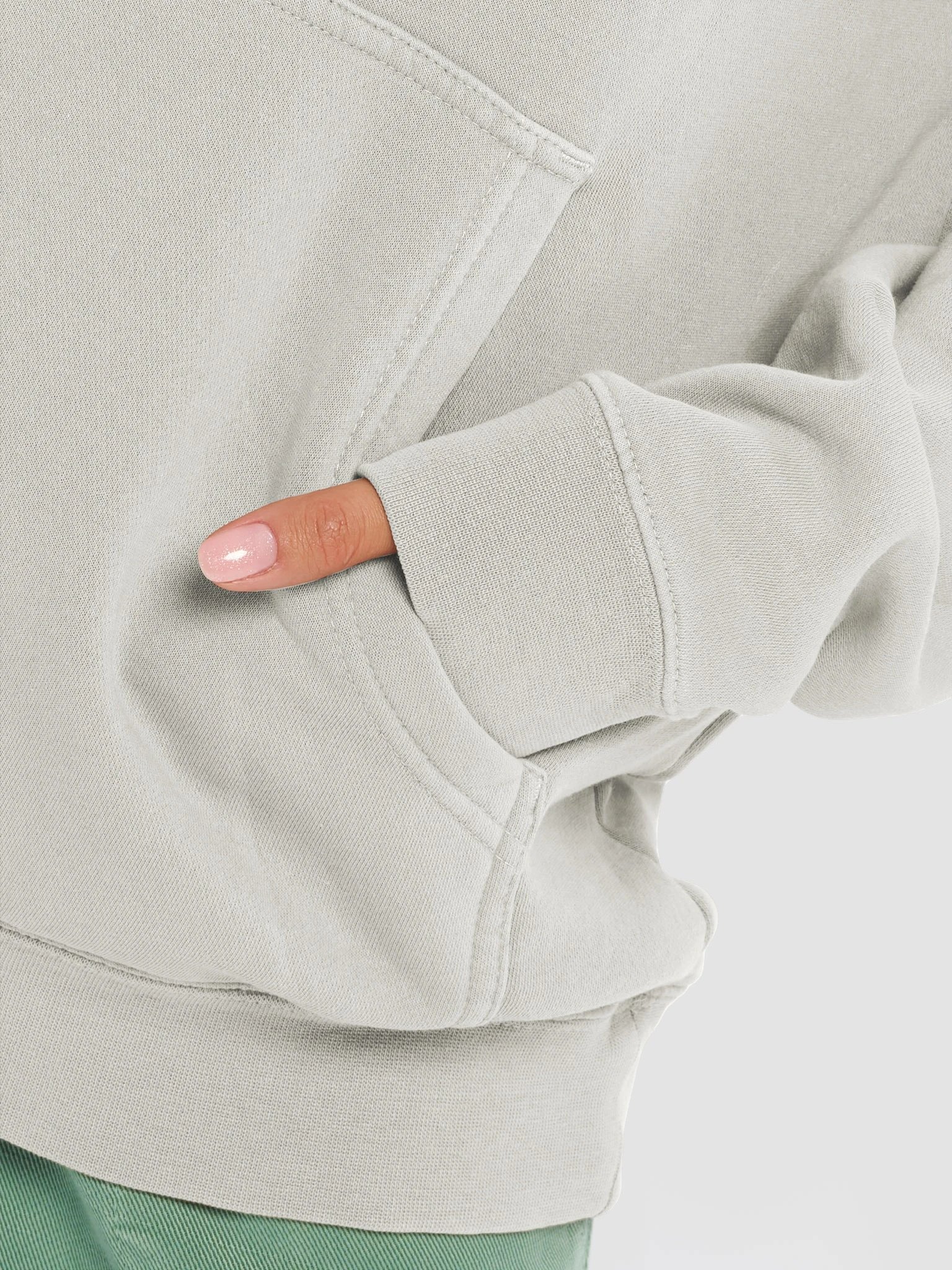 Plain Color Pigment Ivory Hoodie product image (5)