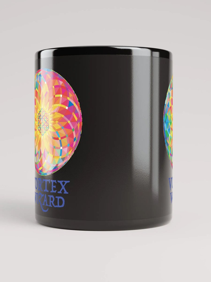 SACRED GEOMETRY VORTEX WIZARD • black ceramic mug product image (5)
