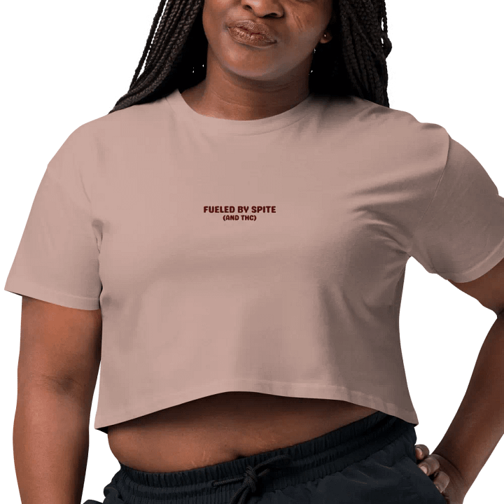 FUELED BY SPITE (maroon thread) embroidered cotton crop top product image (14)
