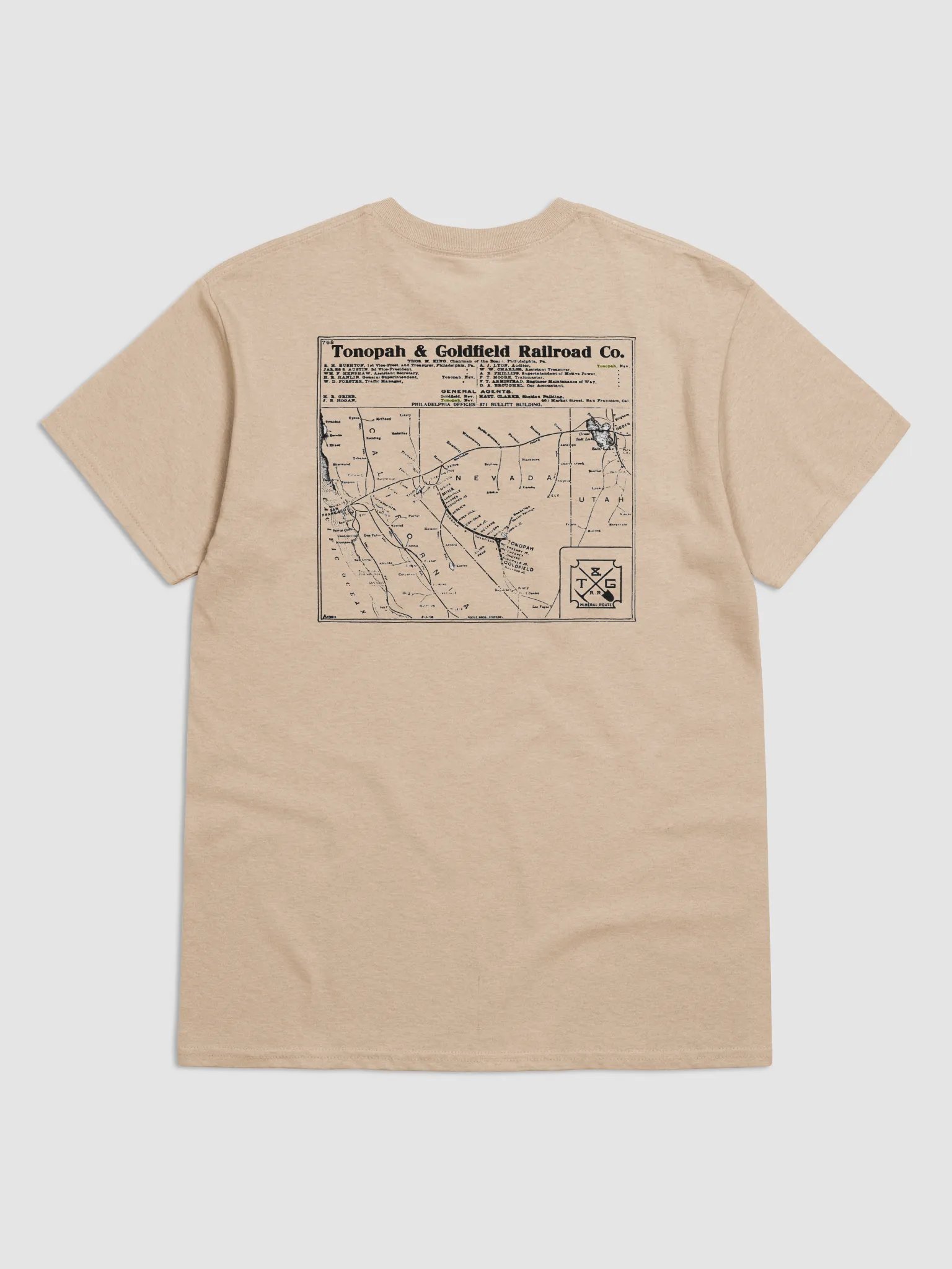 Tonopah & Goldfield Railroad MINERAL ROUTE Nevada Vintage Logo Tee product image (12)