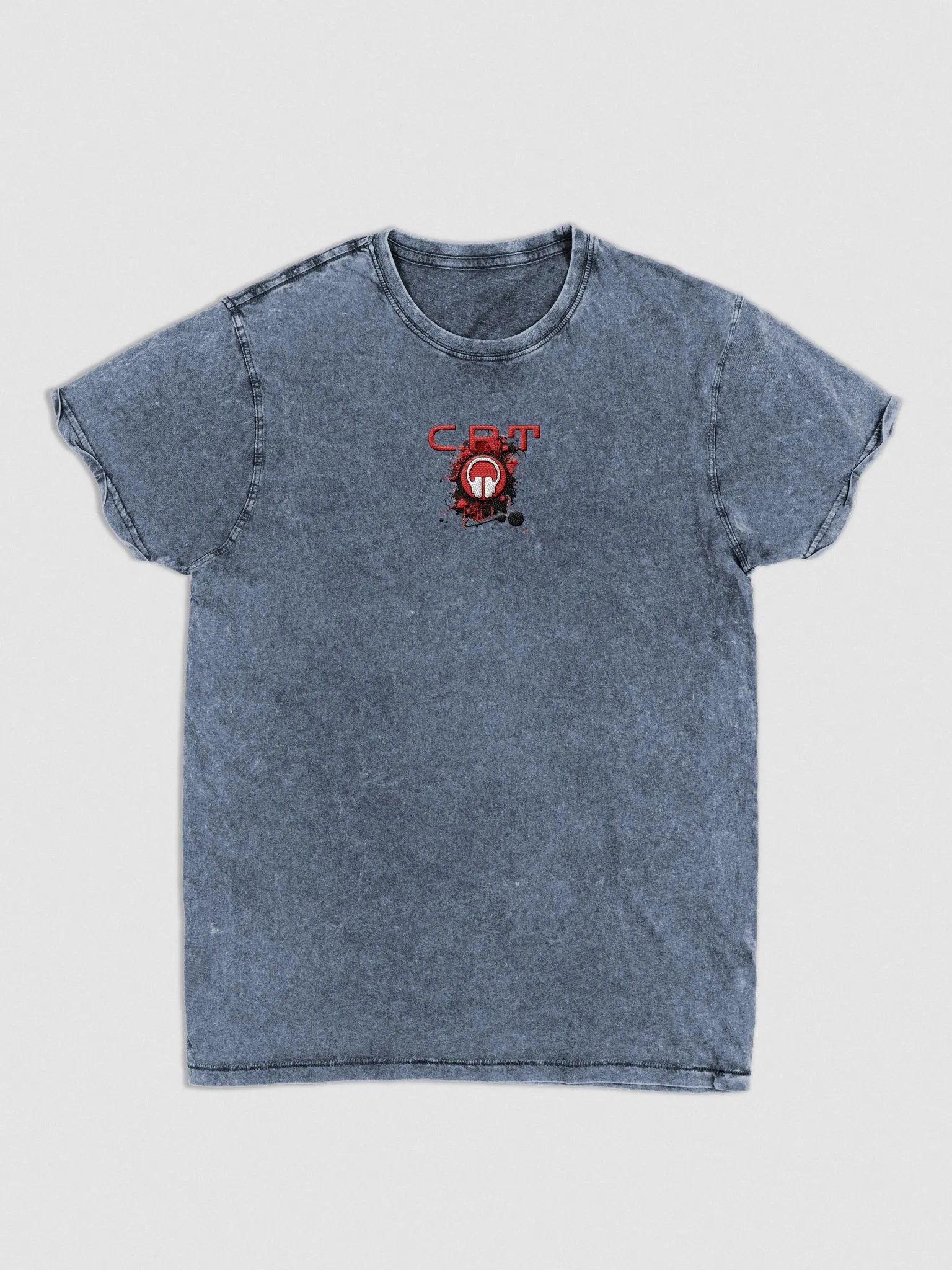 Front & Centre CRT Paint Splatter Headphones Embroidered Husky Denim T-Shirt product image (1)