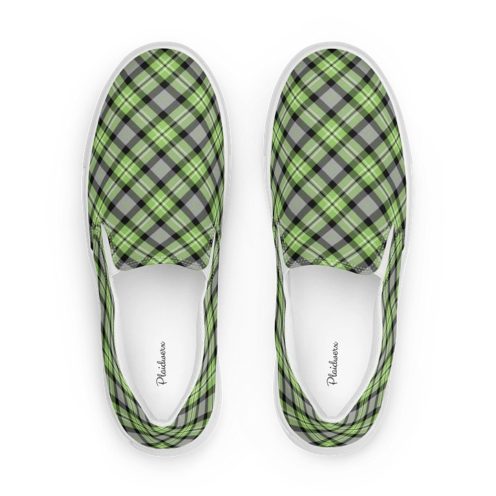 Light Green and Gray Plaid Women's Slip-On Shoes product image (1)