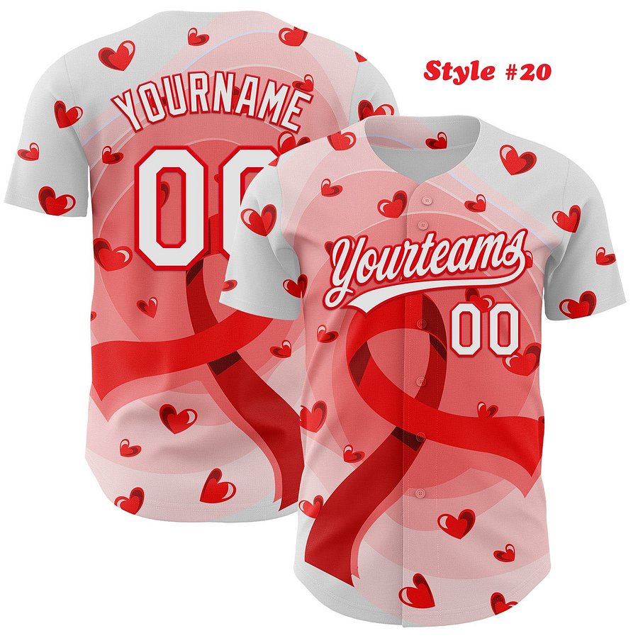 Authentic Baseball Jersey, Custom Baseball Jersey, Personalized Sport Jersey, Colorful, Flowers, Number, Logo, Love, Ribbon product image (187)