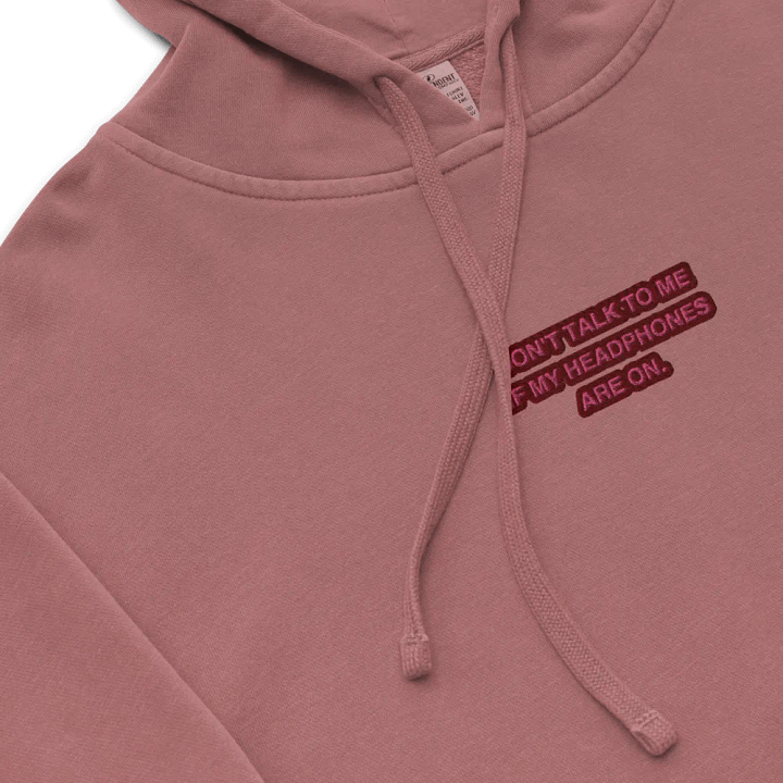 HEADPHONES ON (rose design) embroidered pigment hoodie product image (1)
