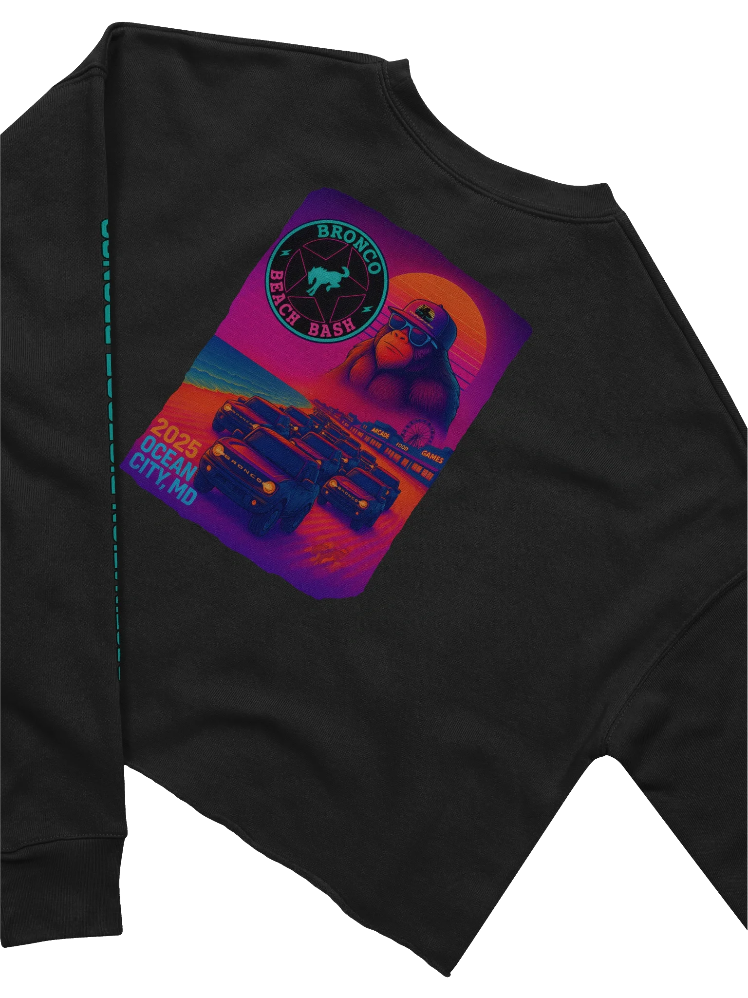 2025 Bronco Beach Bash Ocean City / Destination Bigfoot Bronco Collab | Bella+Canvas Women's Fleece Crop Sweatshirt (Multiple Colors Available) product image (11)