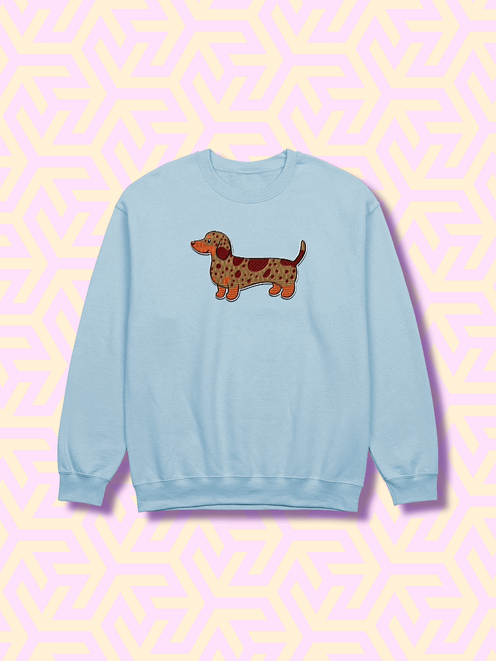 Cheerful Dachshund Cartoon Embroidered Crewneck product image (1)