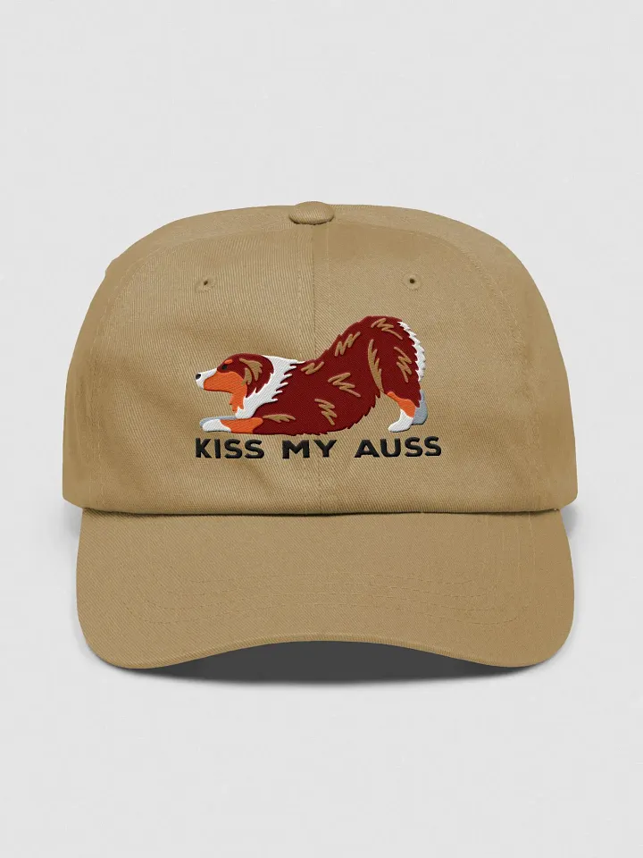 Kiss My Auss Classic Dad Hat(Embroidered) of an Australian Shepherd(Red Tricolor) product image (1)