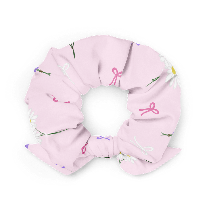 Wildflowers and Bows Pattern- Pink Background Scrunchie product image (2)