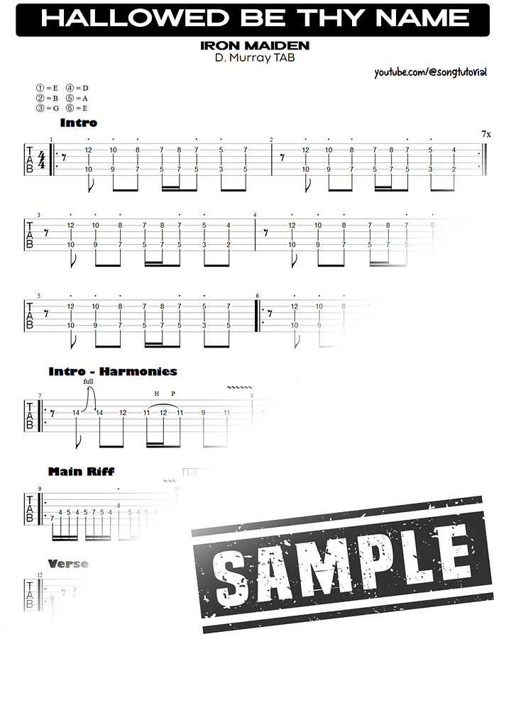 Hallowed Be Thy Name PDF TAB + Backing Track MP3 product image (2)