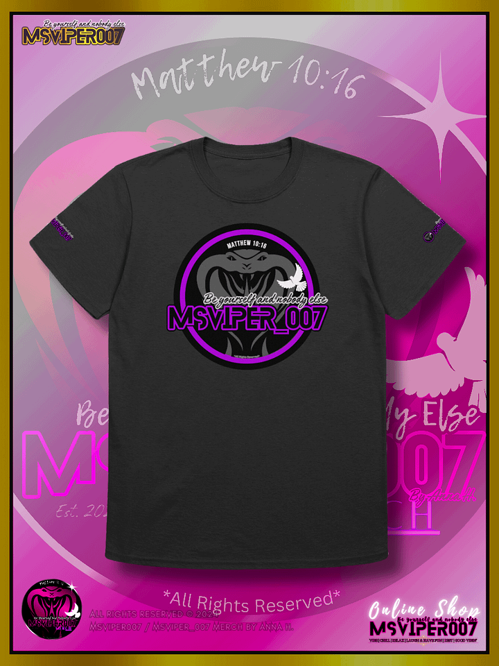 T-Shirt - "MsViper_007™ Brand Classic [purple/blk emblem] Support&Sport" - Streetwear/Cozy Lightweight T-Shirt By Anna H. product image (1)