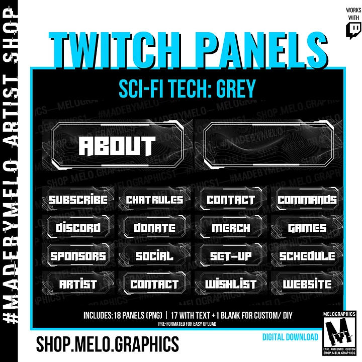 Sci-Fi Tech Grey - Twitch Panels (18) | #MadeByMELO product image (1)