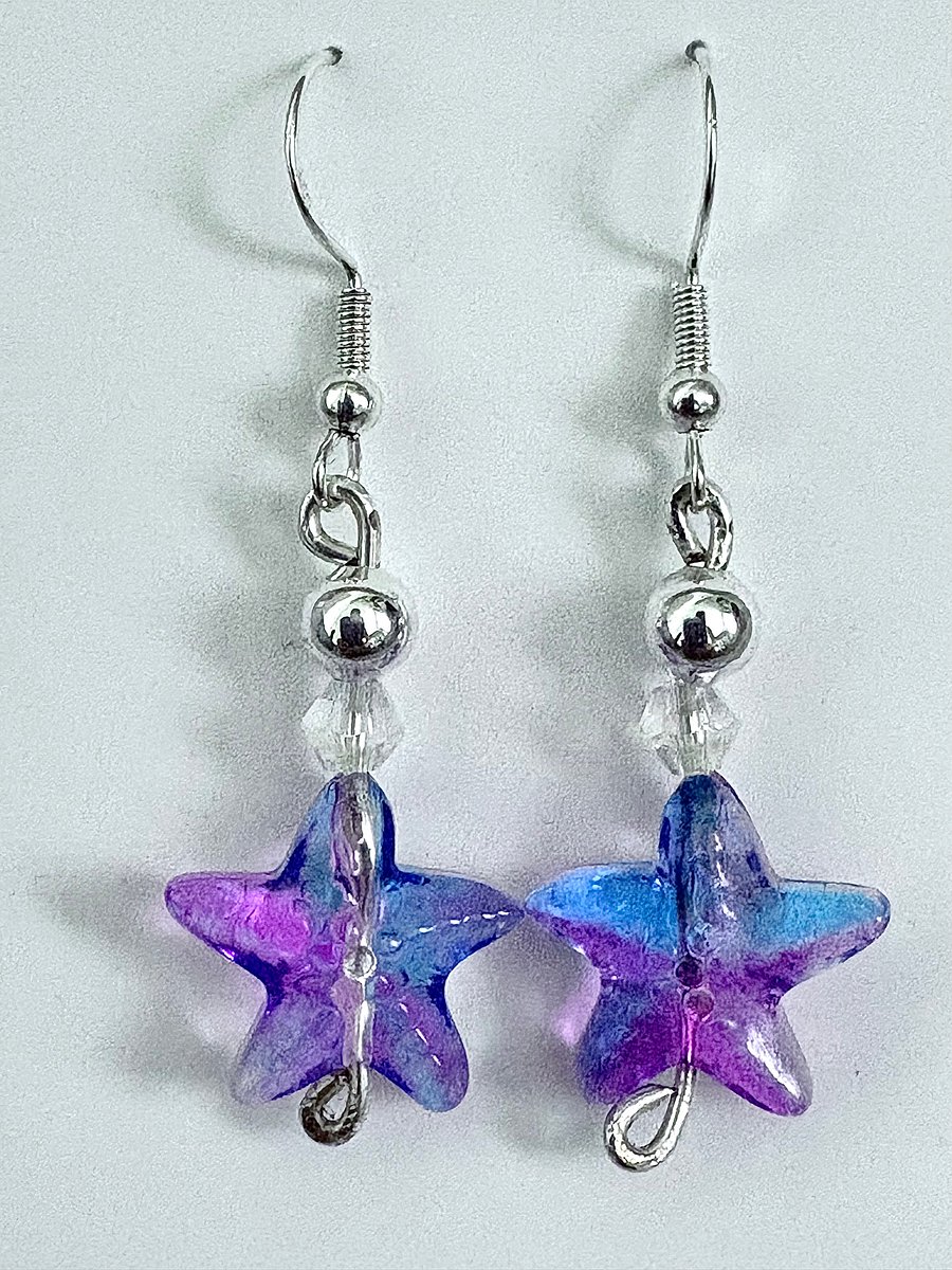 ✨ Sea Sparkle Starfish Earrings – Pink, Purple & Ocean Blue | Handmade Coastal Charm Jewelry by Monique Faella Designs™ | MFD-00122 product image (1)