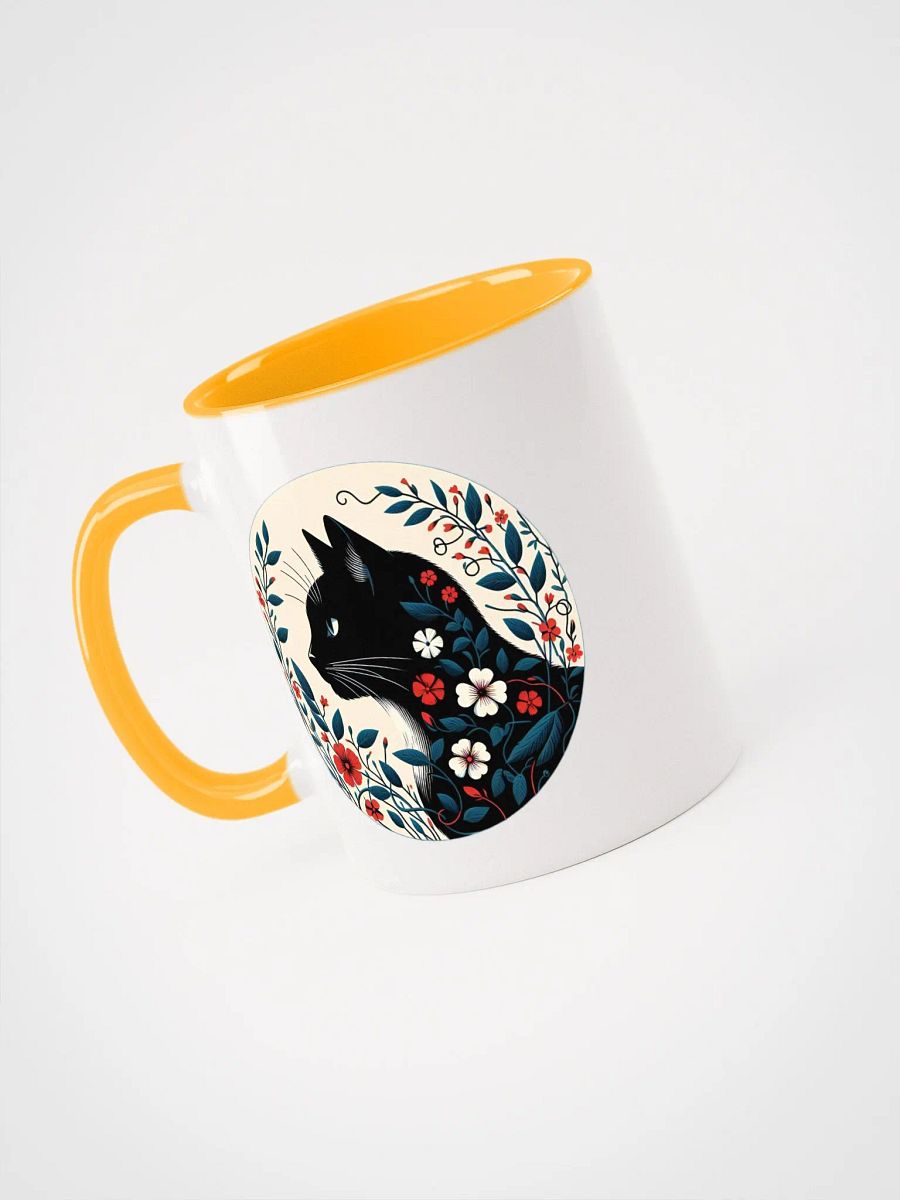 Floral Feline: Black Cat Coffee Mug 11oz product image (3)