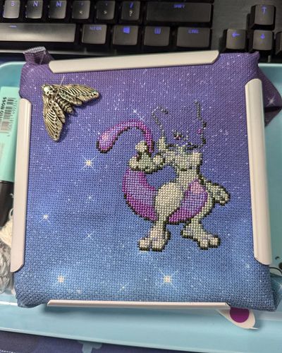 Mewtwo update #5. Fortunately I found where I made the booboo. Easy fix. Just the head left!

#crossstitching #crossstitchers...