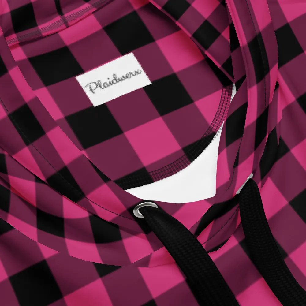 Pink Buffalo Checkered Plaid Hoodie product image (10)