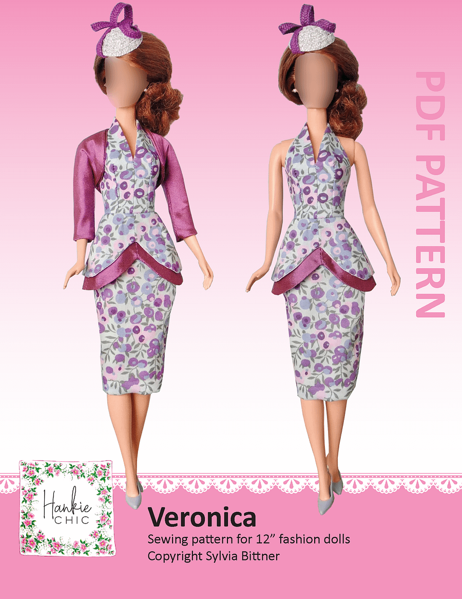 Veronica sewing pattern for 12" fashion dolls product image (1)