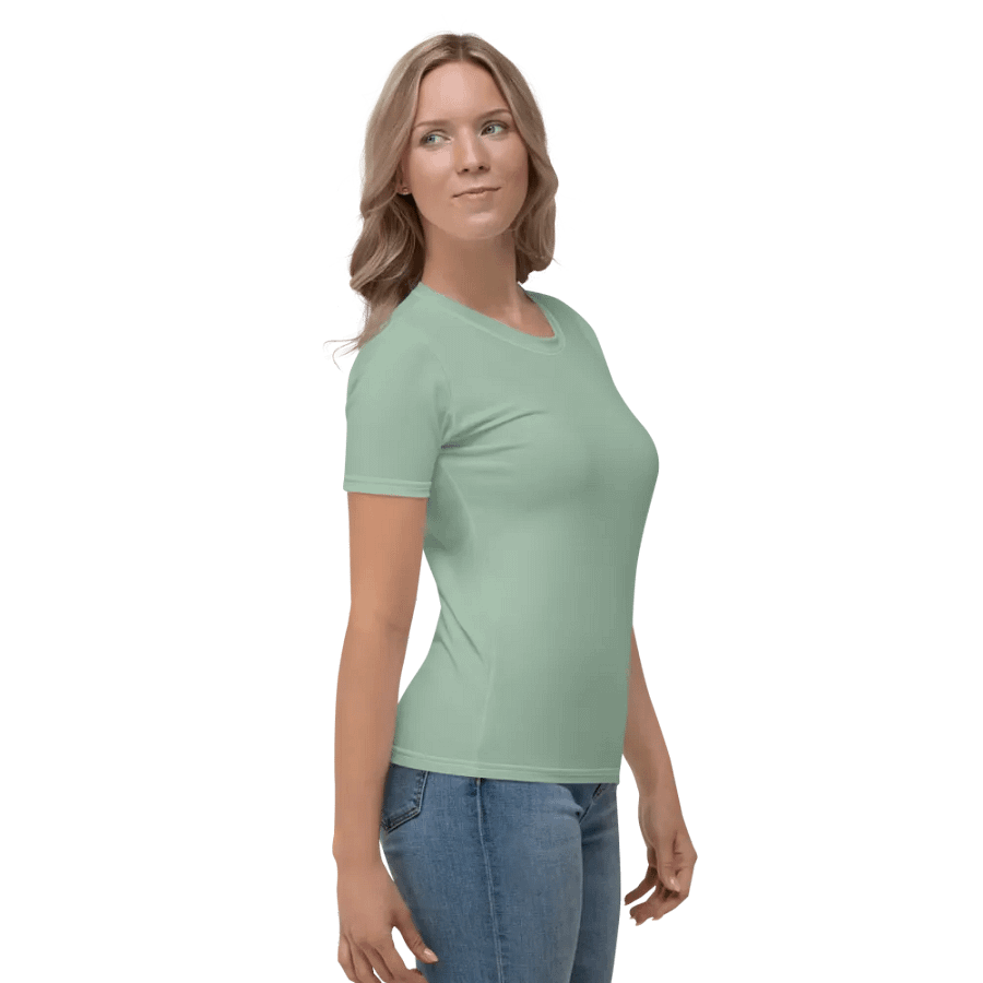Plain Light Sage Green Soft Summer Women's Crewneck Polyester Heavyweight Premium T-Shirt by Treasure Pie product image (4)