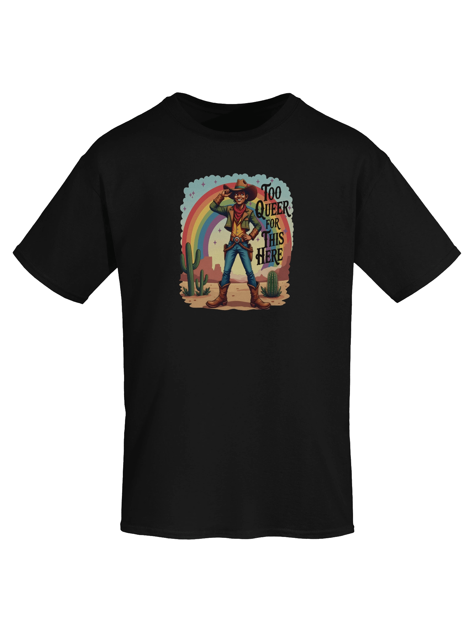 Cowboy Too Queer For This Here Dark Version Unisex Heavyweight Graphic T-Shirt product image (1)
