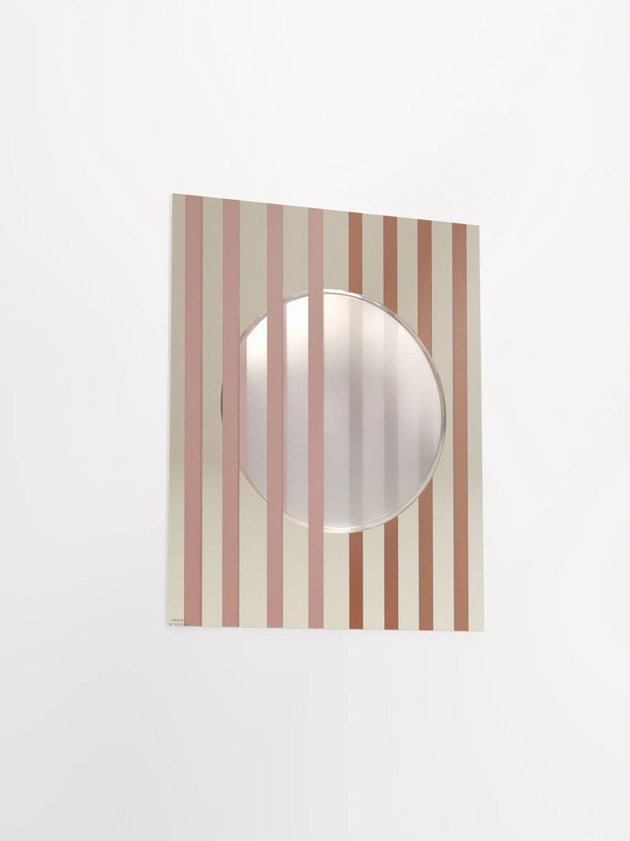 Minimalist 3D Digital Art | Pink and Brown Lines White Circle on Nude Background product image (4)