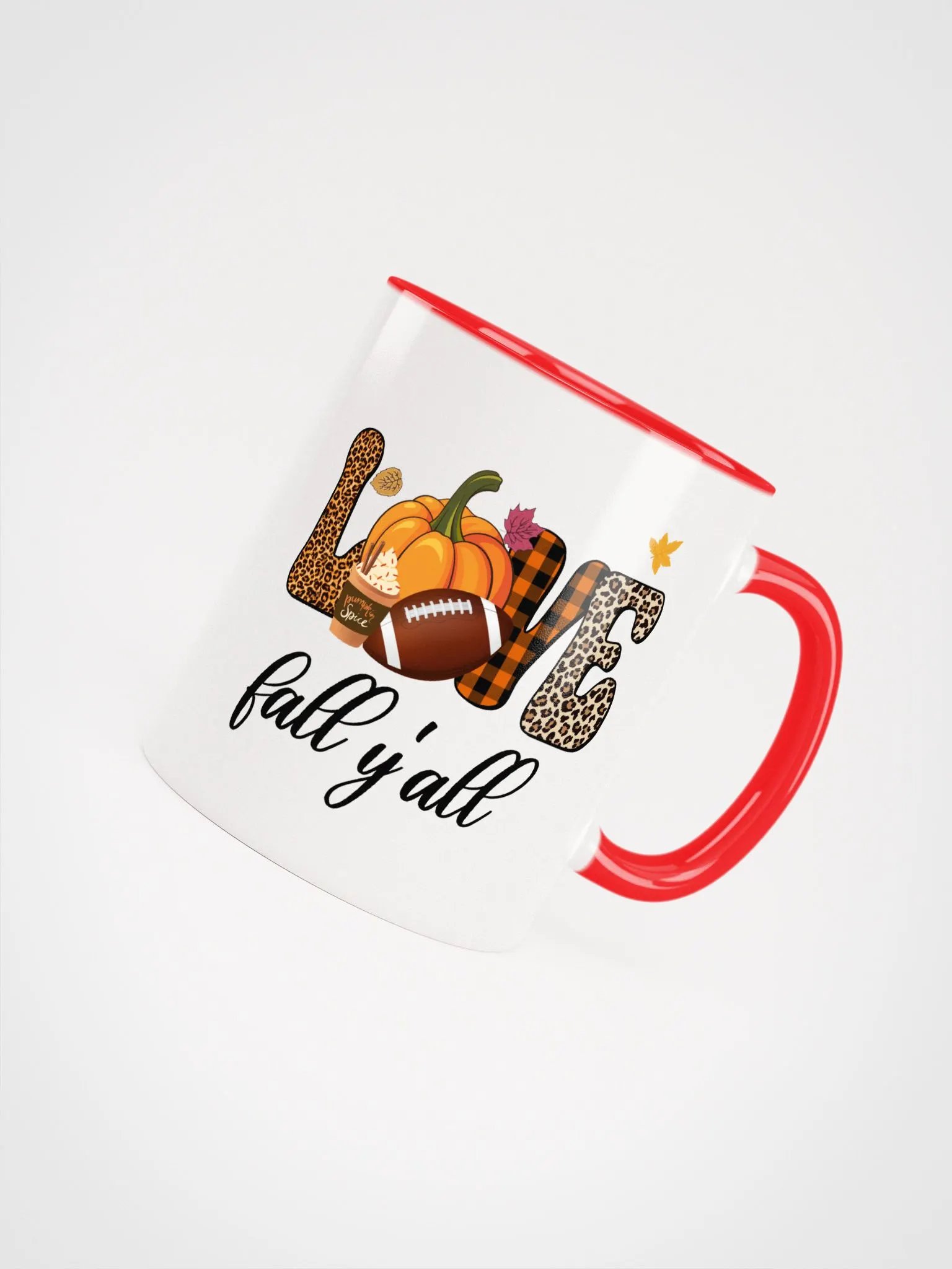 Love Fall Y'all Football Pumpkin Spice Colorful Mug product image (5)