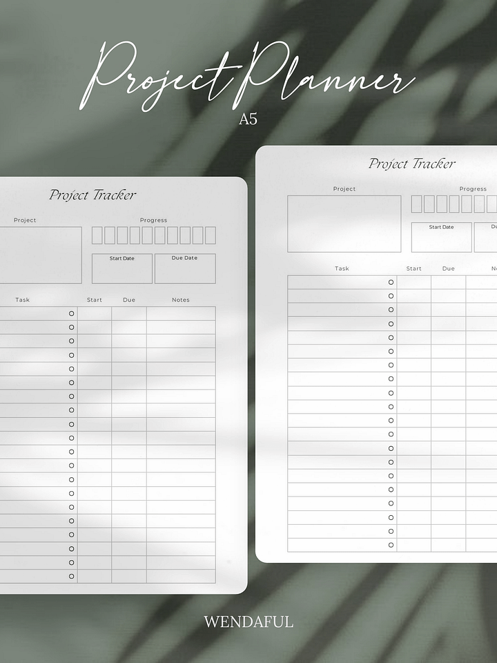 A5 Project Tracker Inserts | Streamline Your Projects | Printable product image (1)