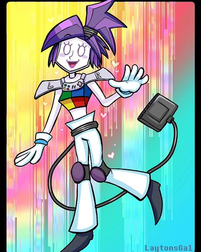 Say hello to my new Deltarune OC, Nina T. Vidia!! 
She's the game console in Kris's house, and a close friend (lover) of Tenn...