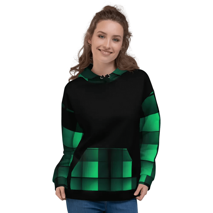 Black And Green Squares Unisex Hoodie product image (3)
