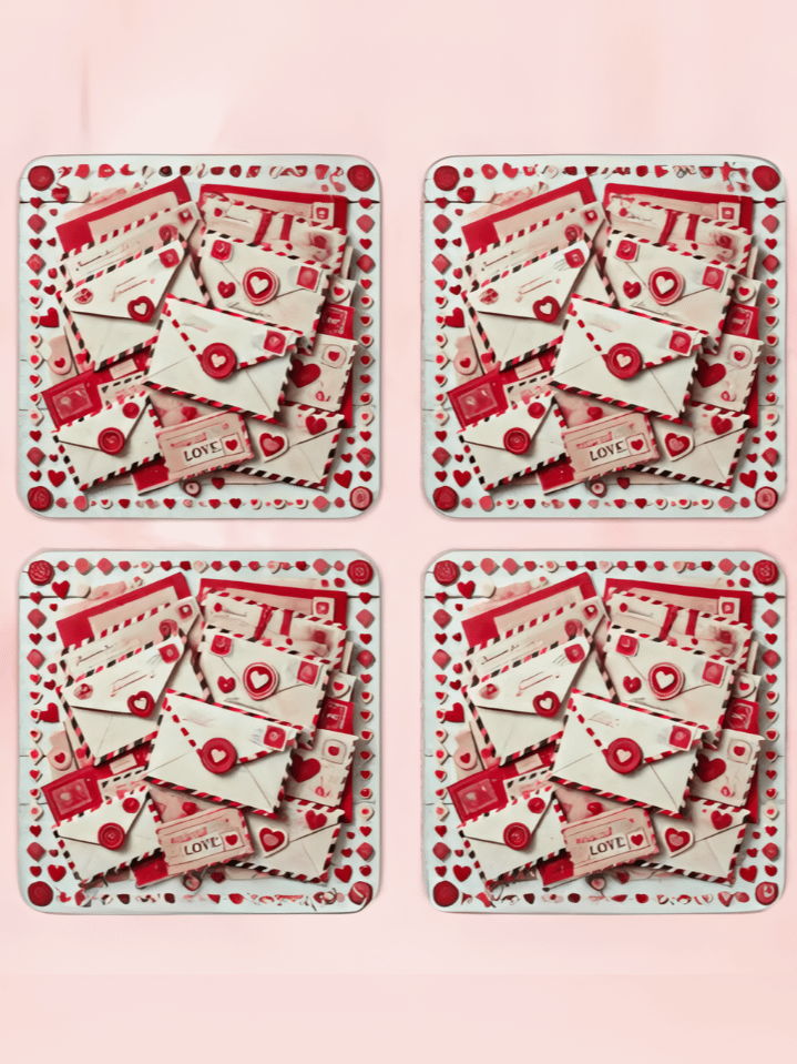 Love Letter Valentine Coaster Sublimation Design – elegant script and heart accents, 300 DPI PNG, ideal for romantic Valentine’s Day creations. product image (1)