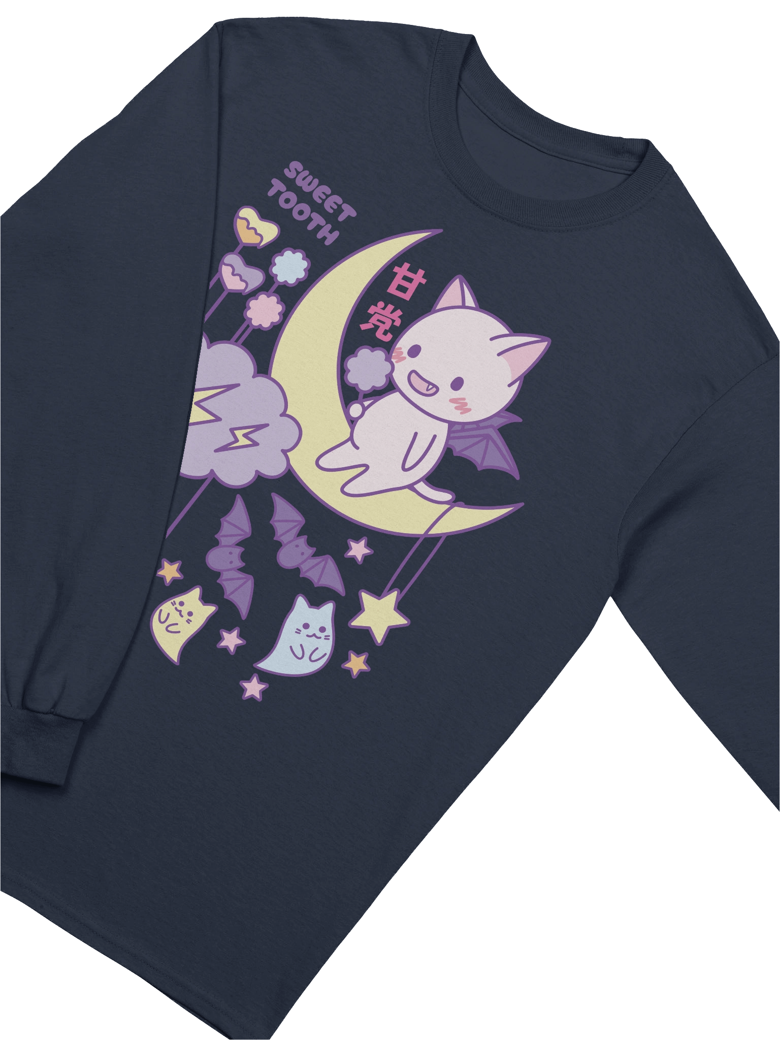 Kawaii Bat Kitty - Unisex Adult Long Sleeve T-shirt product image (3)