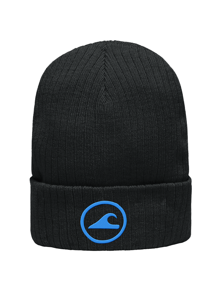 Embroidered Wave Rider Atlantis Ribbed Knit Beanie (Aqua) product image (1)