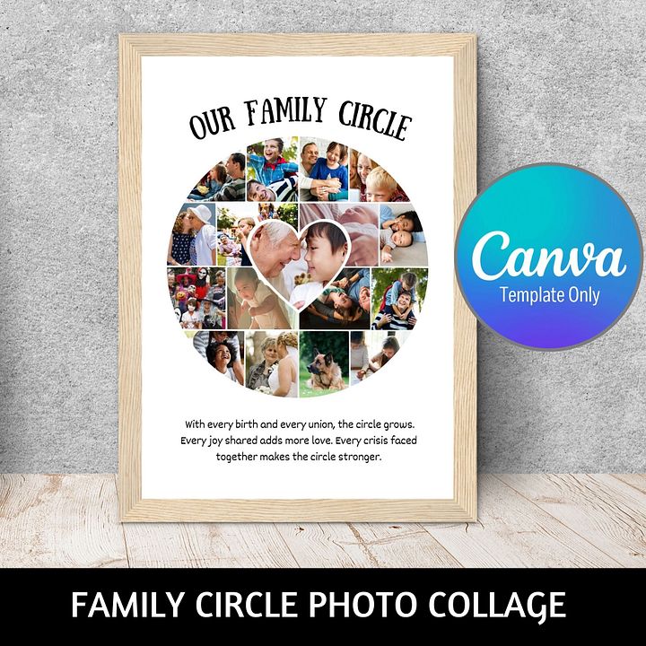 Family Circle Photo Collage Canva Template product image (1)