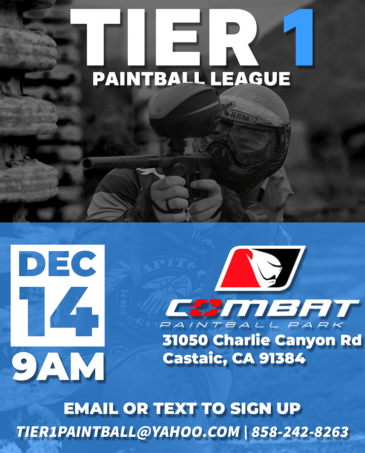 TIER 1 PAINTBALL LEAGUE (4 weeks) product image (1)