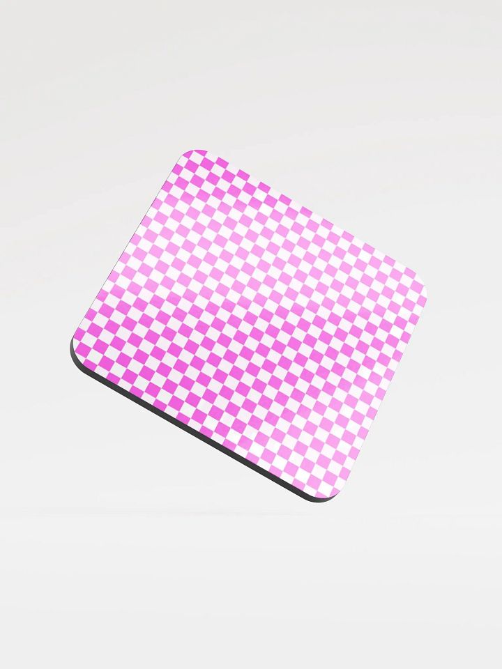 Checkers! Neon Pink and White Checkered Cork Coaster product image (1)