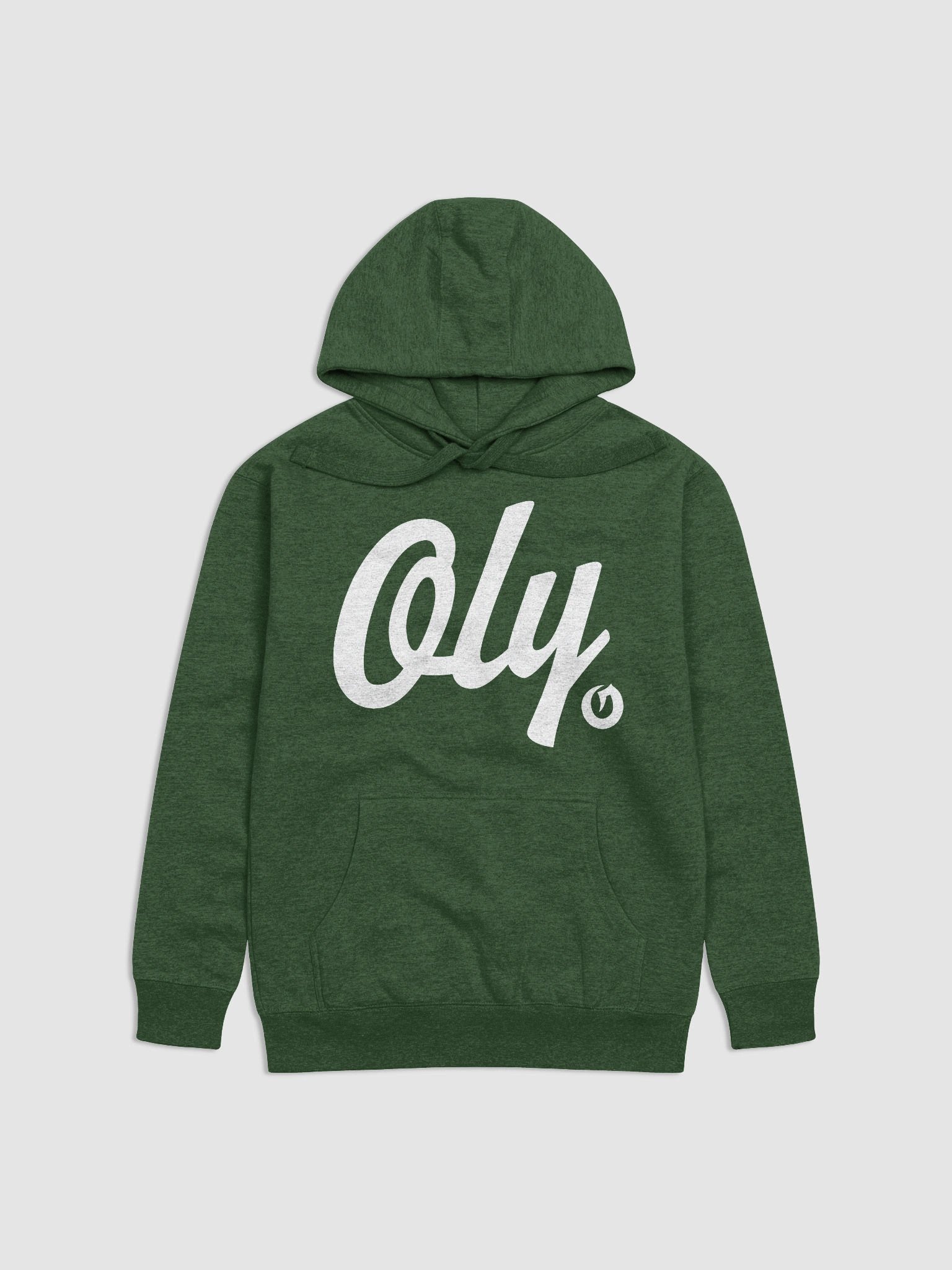 Oly Classic Chunky Script + Hook O White on Green Hoodie product image (1)