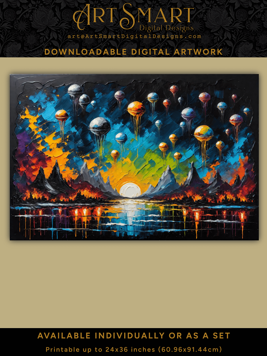 Abstract Alien Invasion 1 - Digital Download Set of 6 (Save 14% off individual prices) product image (6)