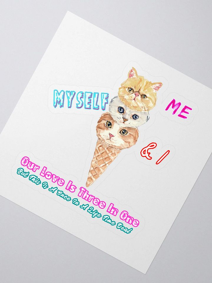 Cute Cat Ice Cream, Funny Cat Sticker, Triple Cat Love sticker, Me, Myself & Cats, Adorable Cat Design, Quirky Cat Art product image (2)