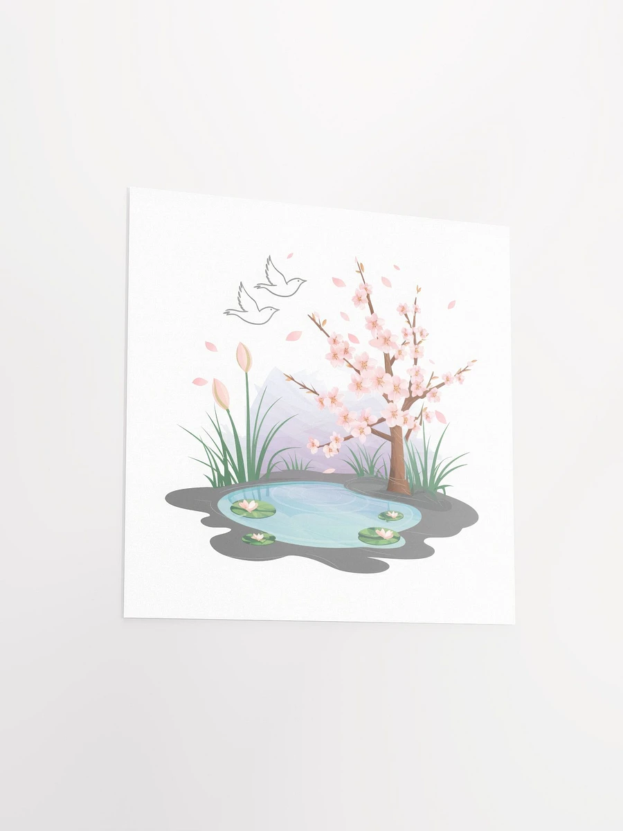 Cherry Blossom Pond Serenity Watercolor - Poster product image (3)