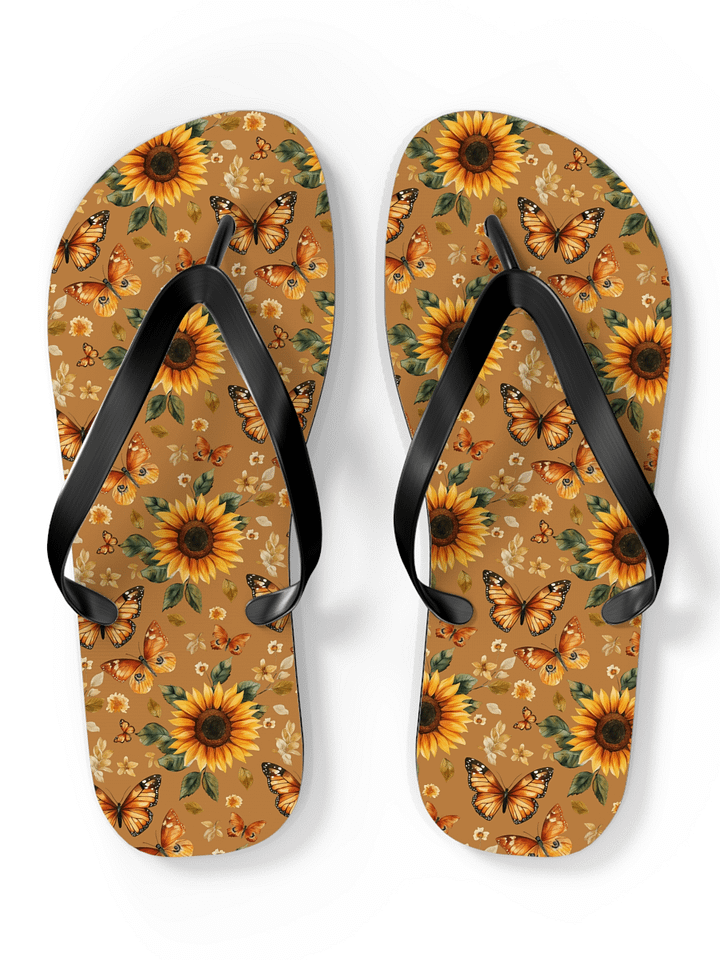 Butterfly/Sunflower Flip Flops product image (1)