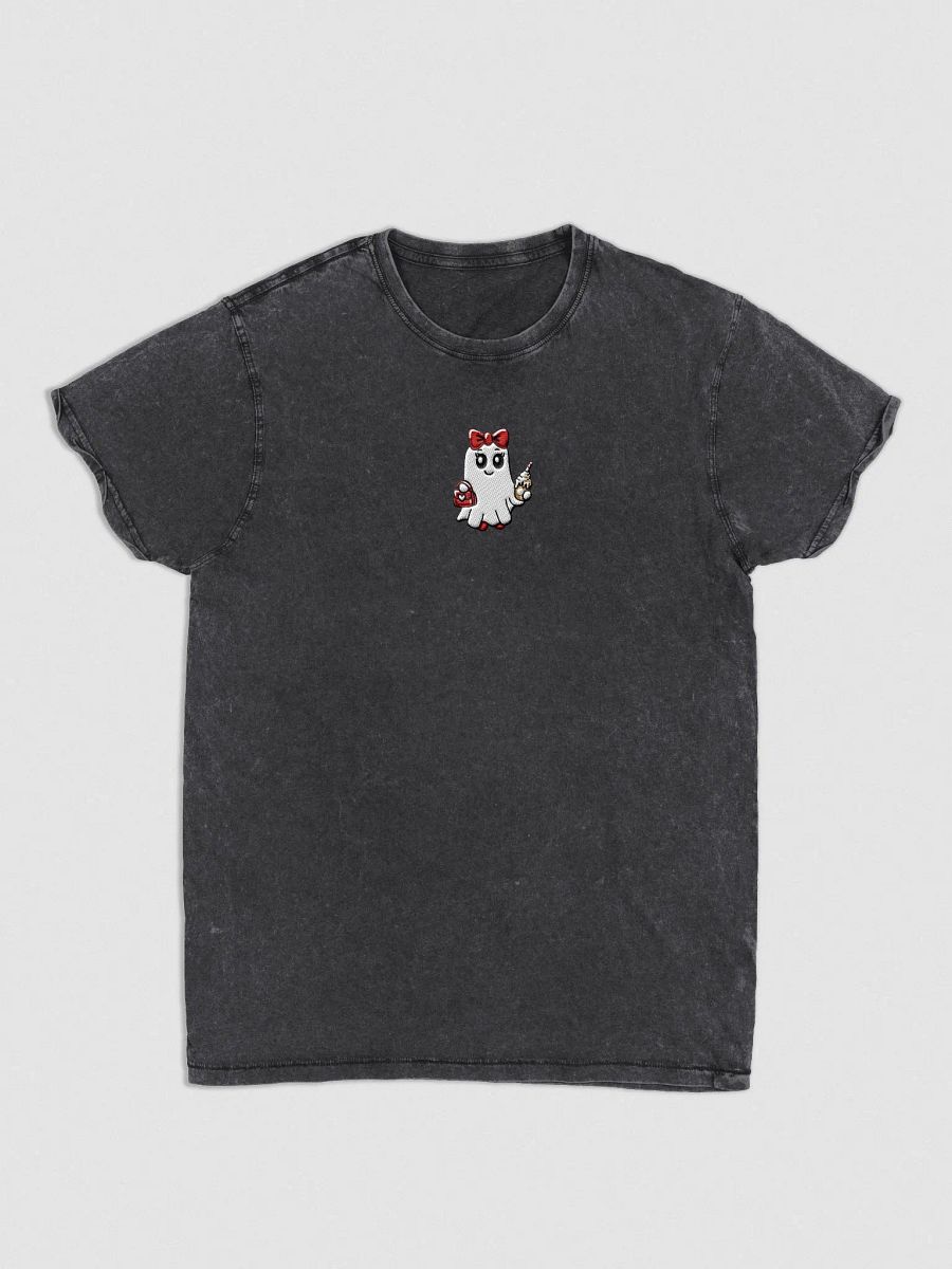 Stylish Ghost Embroidered Semi-fitted Denim T-Shirt product image (1)