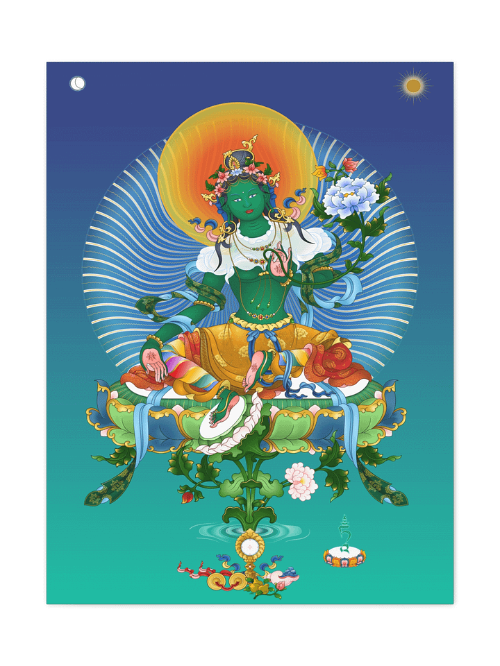 Green Tara thankga canvas print product image (1)