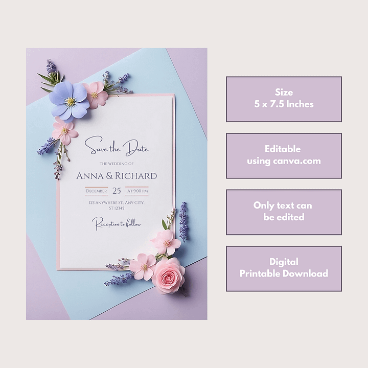 Beautiful Save The Date Card - Dizynai (DSD-04) product image (2)